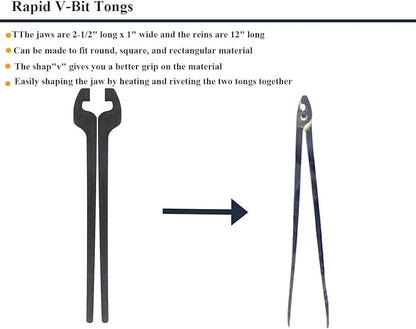 Rapid Tongs Bundle Set 6 Type of Tong Bundles Set DIY Rapid Tongs Comes with Rivet for Beginner Futher Smithing