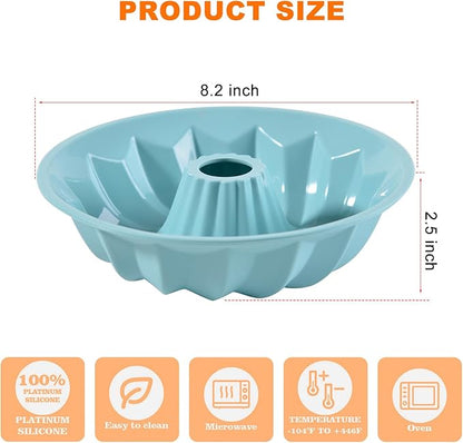 Silicone Cake Mold Flower Shaped - Non-Stick Bundt Pan, Reusable Flexible Baking Mold for Cakes Cupcakes Chocolate, Easy to Clean Blue Baking Supplies