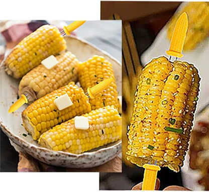 10PCS Corn Holders - Corn on The Cob Skewers,Stainless Steel Corn Fork Prong Skewers Kitchen Tool for BBQ Twin Prong Sweetcorn Holders Home Cooking Fork
