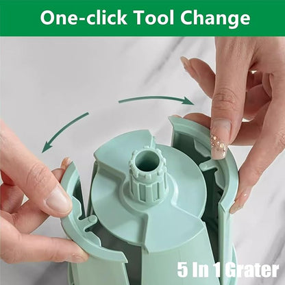 5 in 1 Rotary Grater, Kitchen Artifact 5 in 1 Food Chopper, AYUBOC 5 in 1 Gourmet Cheese Grater, 5 in 1 Cheese Grater, 5 in 1 Hand Crank Food Chopper-Green|5 Group Blades