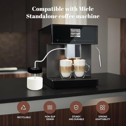 Glass Milk Container for Miele, Compatible with Coffee Machines for Miele 11574240, CM 7750 6360 5300 5310 5510 6160 6350, Prime 316 stainless steel,Incompatible for Built-in Coffee Makers