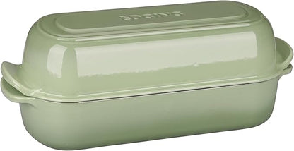 Enameled Cast Iron Loaf Pan with Lid, Dutch Oven Bread pan for Homemade Sourdough Bread Baking, 12.5x5.5 inch, 5qt, Pistachio Green