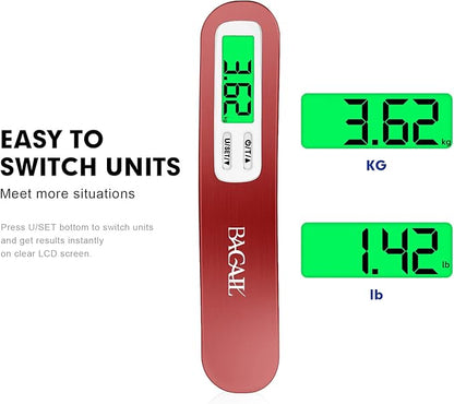 BAGAIL Digital Luggage Scale, 110lbs Hanging Baggage Scale with Backlit LCD Display, Portable Suitcase Weighing Scale, Travel Luggage Weight Scale with Hook, Strong Straps for Travelers