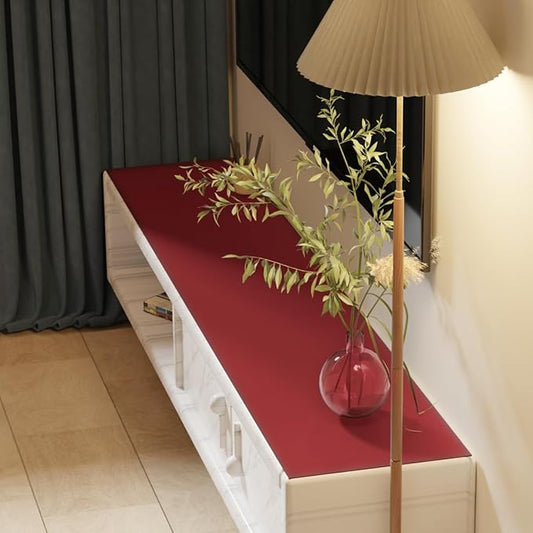 Leather Dresser Cover,1.8mm Thick,14x72 Inch,Dresser Protector Top,Dresser Top Protector,Dresser Cover Top,Dresser Top Cover,Dresser Cover Top for Bedroom.(Black+Wine Red,14x72)