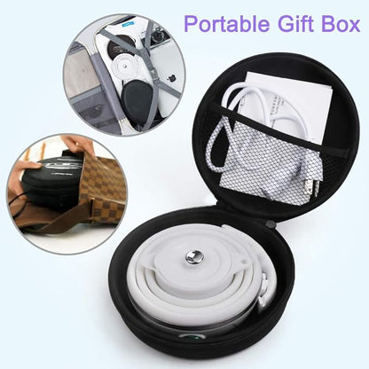 Upgrade Travel Kettle, ShineMe Food Grade Silicone Dual Voltage 110-220V Ultrathin Portable Electric Water Kettle with Cup, Universal Adaptor and Detachable Power Cord, 555ML (White)