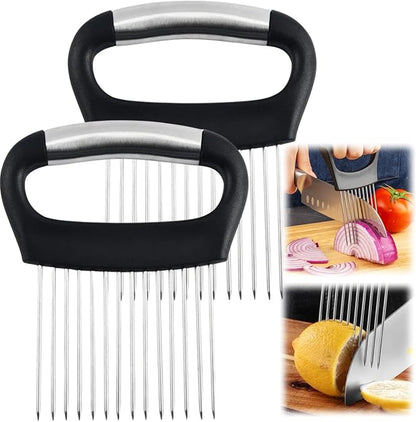 Ultra Onion Slice Holder, Stainless Steel Holder for Slicing Meat, Onion, Potato, Tomato - 2 Pack