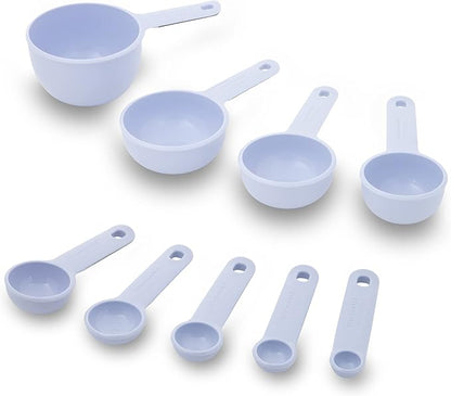 KitchenAid Universal Easy To Read Measuring Cup and Spoon Set with Soft Grip Handle for Maximum Control, Hang Hole and Nesting For Easy Storage, Dishwasher Safe, 9 Piece, Lavender Cream