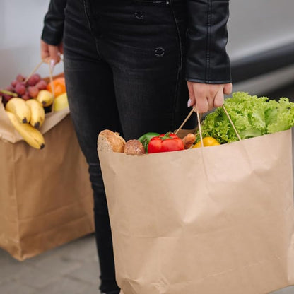 ASSUREPAK DIY Earth Friendly Grocery Paper Bag - 250 Bags - 13"x7"x13" - 74LB (110 GSM strong) - Twisted Handle - Kraft/Natural - Recyclable Food & Supermarket Bags for Decorating & Branding