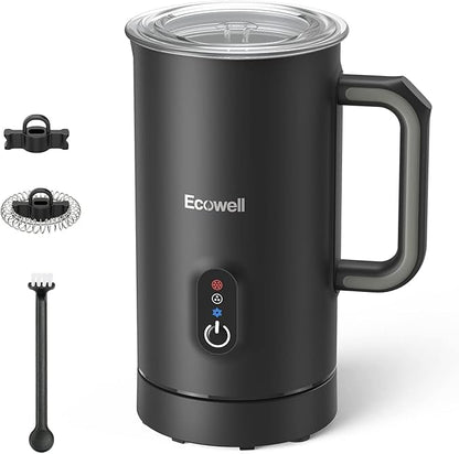 ECOWELL Automatic Milk Frother Heater Milk Boiler, 4 in 1 Electric Coffee Steamer for Heating Milk, Warm and Cold Foam, Coffee Latte, Macchiato, Cappuccinos, Hot Chocolate WMMF01, 8.1oz/240ml,Black