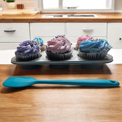 Nonstick 6-Cup Cupcake Baking Pan with Silicone Spatula and 90 Standard Baking Cups - Perfect for Muffins, Cupcakes, and More!