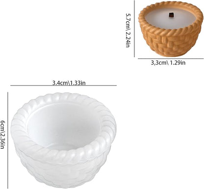 2 Pack Basket Cylinder Candle & Resin Mold - Resin Casting Silicone Molds for Home Decor & Candle Making Wave Spiral Mold