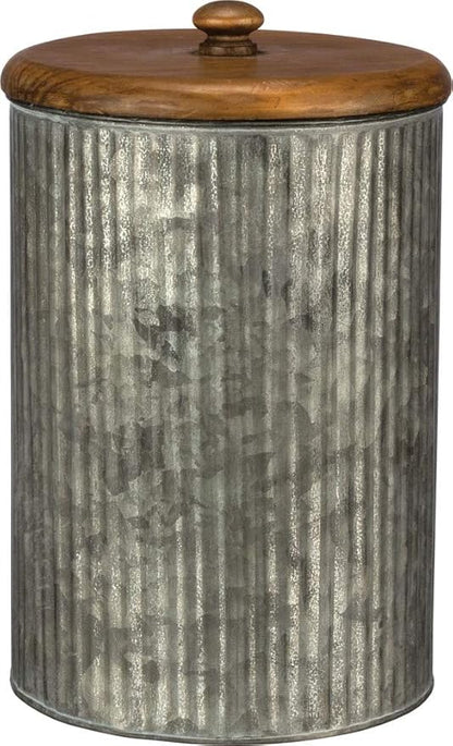 Primitives by Kathy Rustic Style Canisters, Set of 3, Galvanized Metal and Wood