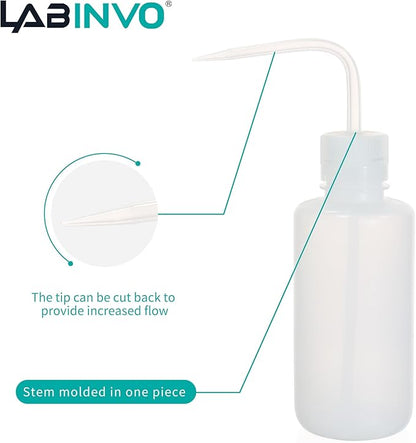 6pcs of Economy Wash Bottles, Vol.500ml (17oz), Narrow-Mouth, Self-Venting Safety Wash Bottles, LDPE Material,IN-WBN500