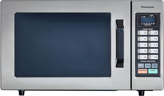 Panasonic NE-1054F Compact Light-Duty Countertop Commercial Microwave Oven with 10 Programmable Memory and Touch Screen Control, 1000W of Cooking Power, 0.8 Cu. Ft, Stainless Steel