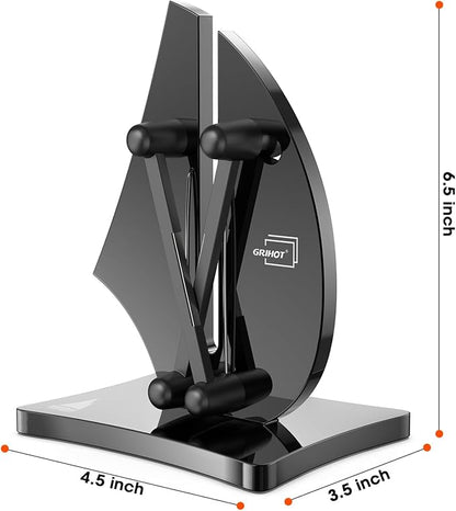 VN3 Professional Knife Sharpener | 3-Action Streamlined Sailboat Design for Effortless Knife Sharpening - The Ultimate Tool for Precision 11 to 21 Degree Angles (Obsidian Color)