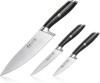 Cangshan L Series 3-Piece Starter Knife Set, Forged German Steel, Black, 1026917