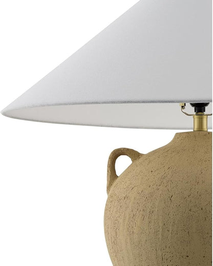 Livabliss x Galey Alix Araya Vintage Clay Jar Table Lamp, 22" H x 22" W x 22" D, Tan