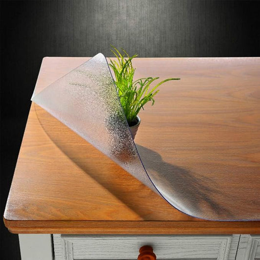 NECAUX Custom Multisize 1.5mm Thick Frosted PVC Table Cover Protector - 24 x 40 Inch Water Resistant Plastic Rectangular Vinyl Non-Slip Desk Pad for Coffee Table/Writing Desk