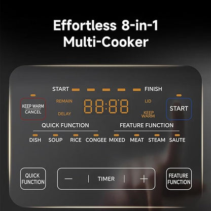 Midea 8-in-1 Electric Pressure Cooker with Dual Pots, Multi-Functional Programmable Slow Cooker, Rice Cooker, Steamer, Sauté Pan and More, 5 Quart