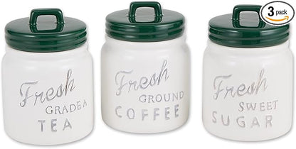 DII Kitchen Accessories Collection Ceramics, Jar Canister Set, Dark Green, 3