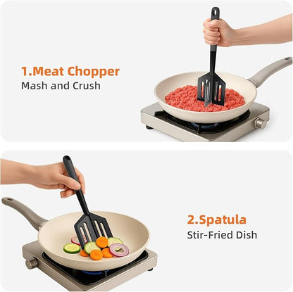 Meat Chopper, Heat Resistant Meat Masher for Hamburger, Ground Beef Smasher, Non Stick Mix Ground Chopper, Mix and Chop Potato Masher Tool 2in1 Twist Design