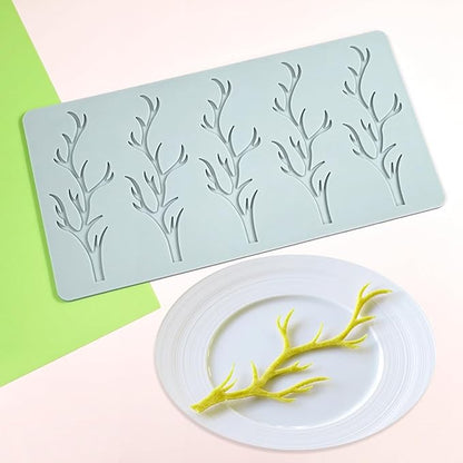 TUKE 3D Branch Silicone Tuile Fondant Molds for Baking, Polymer Clay, Sugar Craft - Hollow Candy Lace Design (9.52x4.92x0.12inch)
