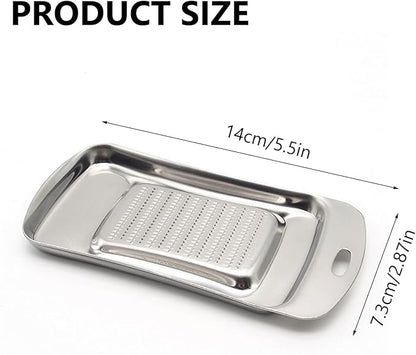 Stainless Steel Ginger Grater, Lemon Zester, Cheese Grater with Wasabi Garlic Grinding Tool for Sushi, Sashimi, Tempura, Silver