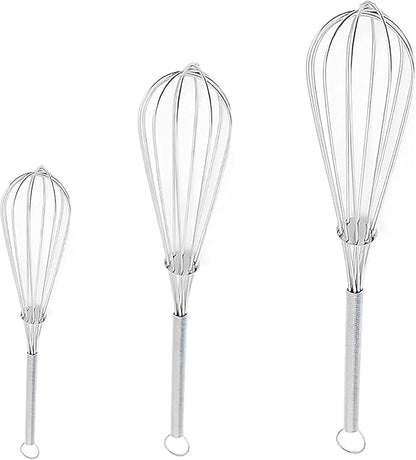 Chandler Whisks for Cooking | Pack of 3 | Small Set – Stainless Steel Whisk - Perfect for Blending, Beating, and Stirring - Heat Resistant, Anti-Rust Kitchen Whisk, Hand Mixer (Sizes 5’’, 7’’, 9’’)