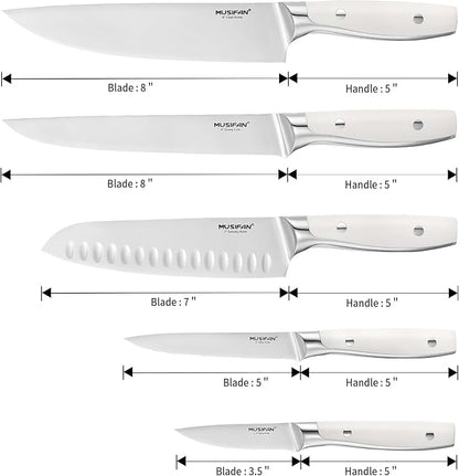 5-Piece Chef Knife Set, Professional Ultra Sharp Kitchen Knives For Cooking High Carbon Stainless Steel, With Ergonomic Handle Design (five)