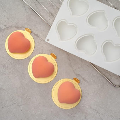 Pastry Tek 8 Cavities Heart Molds, 10 Oven-Ready Heart Pans - Flexible, Freezable, White Silicone Heart Shaped Molds, Easy Release, For Baking - Restaurantware