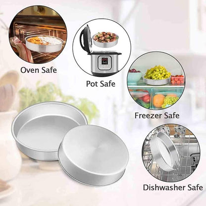 TeamFar Cake Pan Set of 2, 8 Inch Cake Pan Round Tier Tins Set Stainless Steel, Healthy & Heavy Duty, Mirror Finish & Easy Clean, Dishwasher Safe