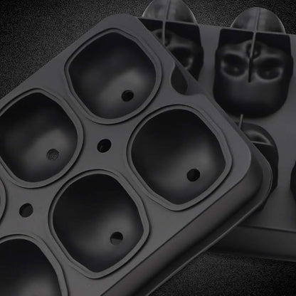 CHIYAN Skull Ice Mold Silicone - Set of 6 Large 3D Ice Cube Molds, 2.3x2.3 Inch Flexible Silicone Freezer Tray, Whiskey Cubes Mold Skull for Party Cocktails Champagne and Drinks