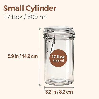 ComSaf Glass Jars with Airtight Lid Set of 6，Mason Jars 17 oz with Lids, Pint Jar, Canning Jar, Airtight Canister with Seal Wire Clip Fastening for Vanilla, Pickle, Cookie, Honey