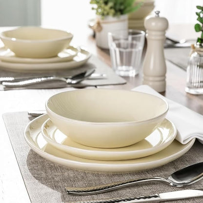 AmorArc Ceramic Dinnerware Sets,Handmade Reactive Glaze Plates and Bowls Sets,Highly Chip and Crack Resistant | Dishwasher & Microwave Safe Dishes Set, Service for 6 (18pc)
