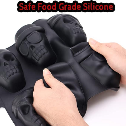 FreeNFond Halloween Baking Skull Cake Pan Molds, Silicone Pirate Cakelet Tin