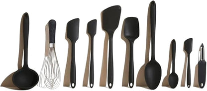 GIR: Get It Right 10-Piece Cooking Utensils Set - Black Silicone - Spatula Set, Silicone Spatulas & Kitchen Spoons - Heat-Resistant up to 425°F - Nonstick Cookware-Friendly - Dishwasher-Friendly