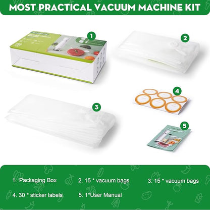 Reusable Vacuum Sealer Bags for Food, 30 BPA-Free Small (8.7 x 11.8 in, 11.8 x 13.8 in) Food Storage Bags, Freezer, Microwave, Odor-Resistant, Leak-Proof, Fit with Compact Vacuum Sealers