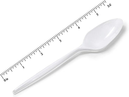 [600 Pack] White Disposable Plastic Tea Spoons - Practical Cutlery for Parties, Lunches, Picnics, and Long Trips - Great for Meals, Desserts, or Appetizers