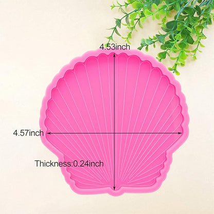 Silicone Coaster Mold for Resin - Seashell Shape DIY Epoxy Cup Mat Maker, Wine Glass Holder, Agate Style Home Decor Craft Project