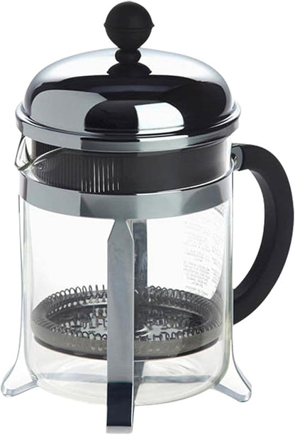 Bodum 17oz Chambord French Press Coffee Maker, High-Heat Borosilicate Glass, Polished Stainless Steel – Made in Portugal