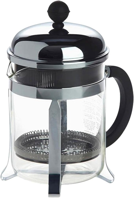 Bodum 17oz Chambord French Press Coffee Maker, High-Heat Borosilicate Glass, Polished Stainless Steel – Made in Portugal