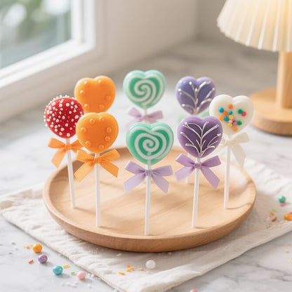 Circle Heart Cake Pop Mold Set with 9" Tray, Easy Cake Pop Maker and Baking Mold for Home Baking, Birthday Parties, Wedding Desserts
