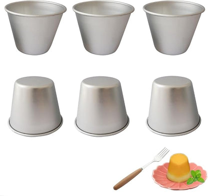 Small Popover Pans, Yorkshire Pudding Tin, Aluminum Deep Baking Pans, Individual Mini Muffin Pan, Brownie Tumbler, Cupcake Pudding Mold, Pack of 6 (Size 2.9"x 2.2")