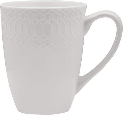 Mikasa Levi 40 Piece Bone China Dinnerware Set, Embossed Plates Bowls, Chip-Resistant, Lightweight, Elegant and Durable, Service for 8, White
