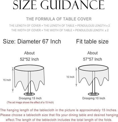 patdrea Designer Idyllic Linen Round Tablecloth,French Table Cloth with Floral Pattern,Provencal Decoration Tablecloths for Kitchen Dining,Christmas,Thanksgiving,Diameter 67"-Littledaisy