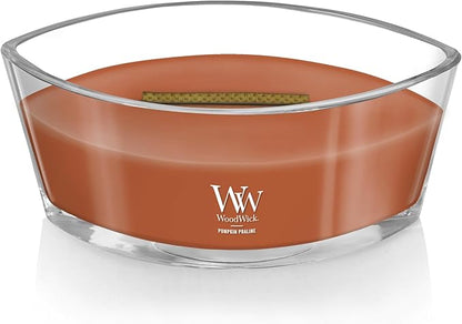 WoodWick Pumpkin Praline Holiday Candle Gifts for Women and Men, 16 oz Ellipse Candle with Crackling Wick