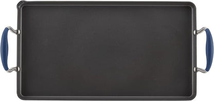 Anolon Advanced Hard Anodized Nonstick Double Burner Griddle with Multi-Purpose Rack, 10-Inch by 18-Inch, Indigo