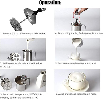 Milk Frother, Manual Frother 27oz/800ml Milk Frothing Pitchers Stainless Steel Coffee Milk Foamer Milk Creamer Frother Latte Cappuccino Foam Pitcher Manual Milk Creamer With Handle