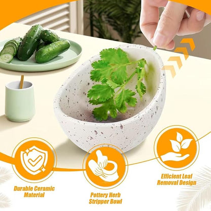 2025 New Handmade Ceramic Herb Stripper Bowl -Herb Stripper,Herb Stripping Bowl,Efficient Herb Peeling Cup for Salads & Cooking, Pottery Kitchen Tool for Meal Prep (1-Piece)