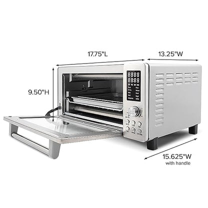 Nuwave Bravo Air Fryer Toaster Smart Oven, 10-in-1 Countertop Convection, 1800 Watts, 21-Qt Capacity, 50°-450°F Temp Controls, Top and Bottom Heater Adjustments 0%-100%, PFAS Free, Stainless Steel
